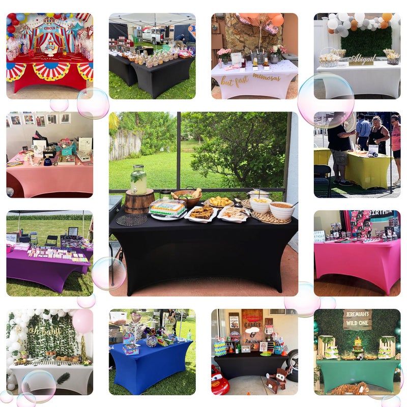 ABCCANOPY 6 FT White Spandex Table Cover Stretch Fitted Wrinkle Resistant Tablecloth Reuse for Rectangular Folding Table Patry Event Wedding Banquet Protector - Image 5